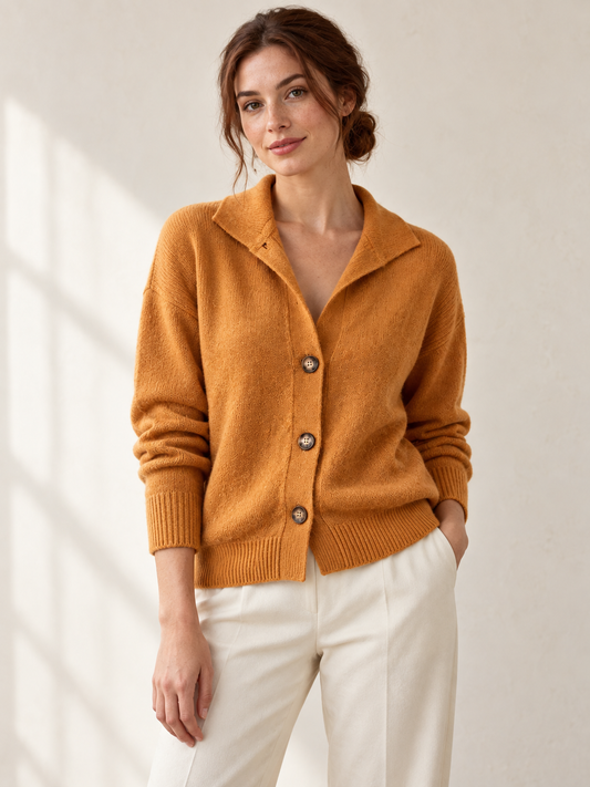 Collared button-front cardigan