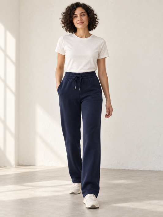 Drawstring straight-leg trousers