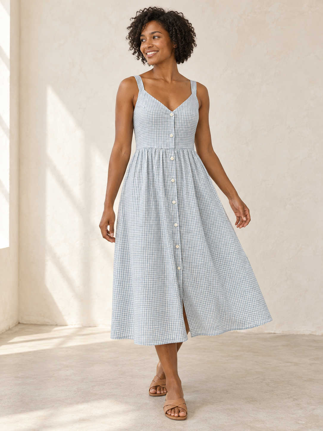 Estelle Blue Gingham Dress
