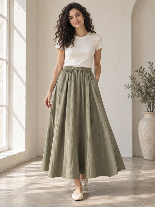 Pocketed A-line maxi skirt