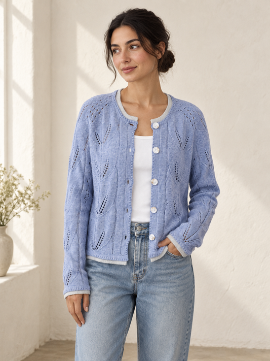 Openwork button-front cardigan