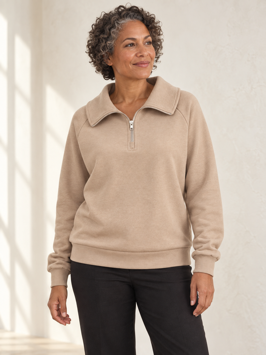 Maeve Relaxed Half-Zip — Mocha