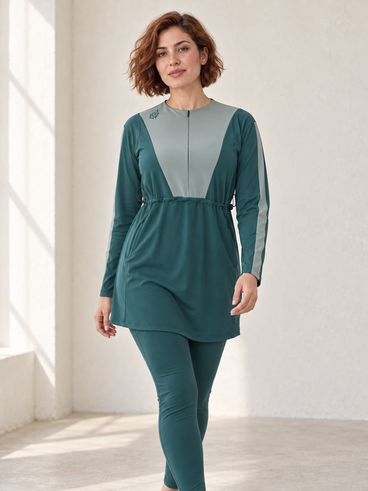 Onyx Flow Longline Modest Training Top — Alpha Forest Sage