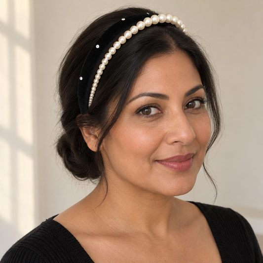 Pearl-detail velvet headband