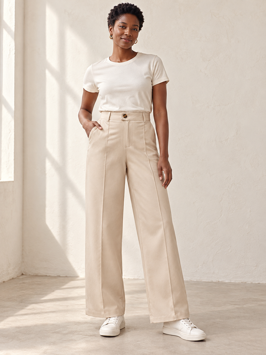 Centre-seam wide-leg trousers