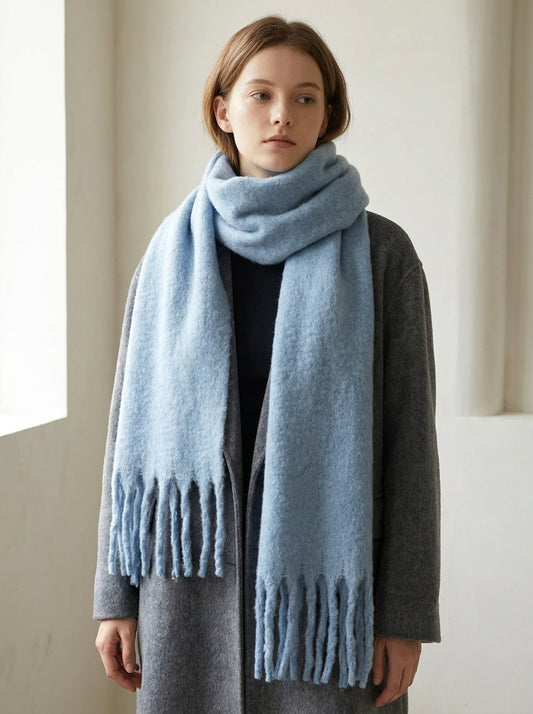 Fringed plain scarf