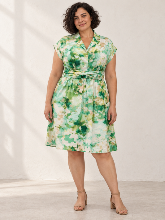 Floral Tie-Waist Shirt Dress