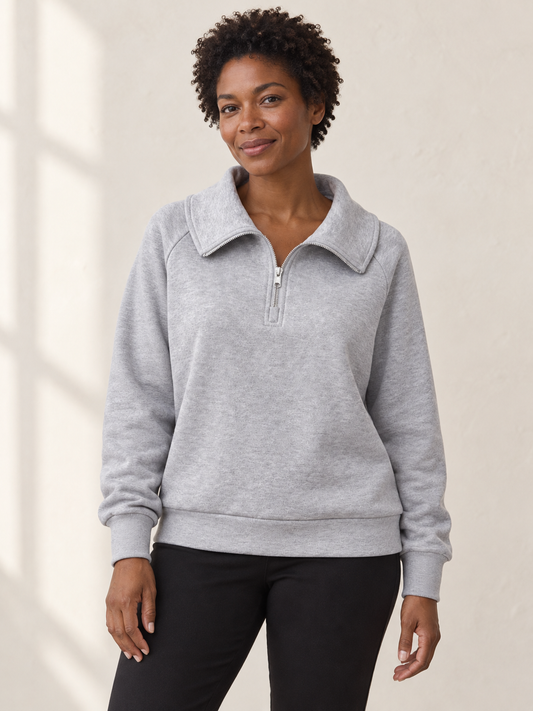 The Maeve Relaxed Quarter Zip: Heather Grey
