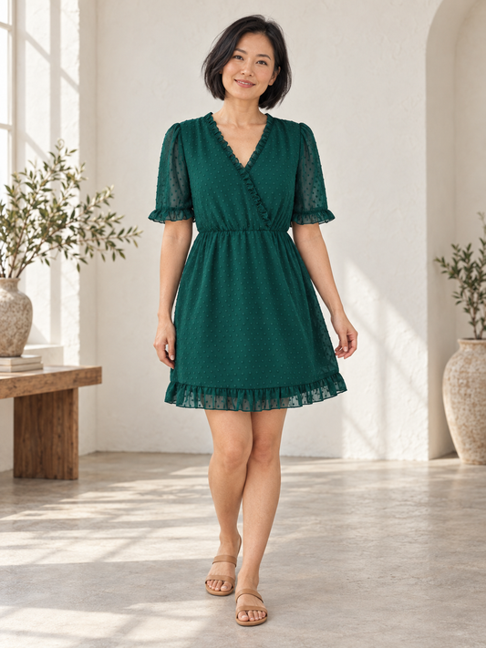 Swiss-Dot Ruffle Dress