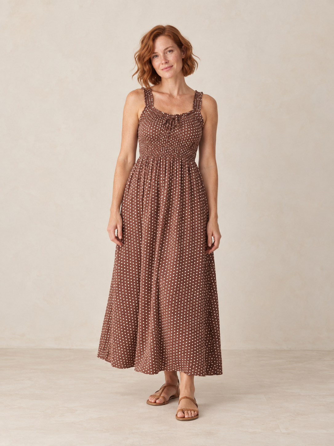Ladies Jane Dress | Chocolate Polka Dot | Rylee & Cru – product cover