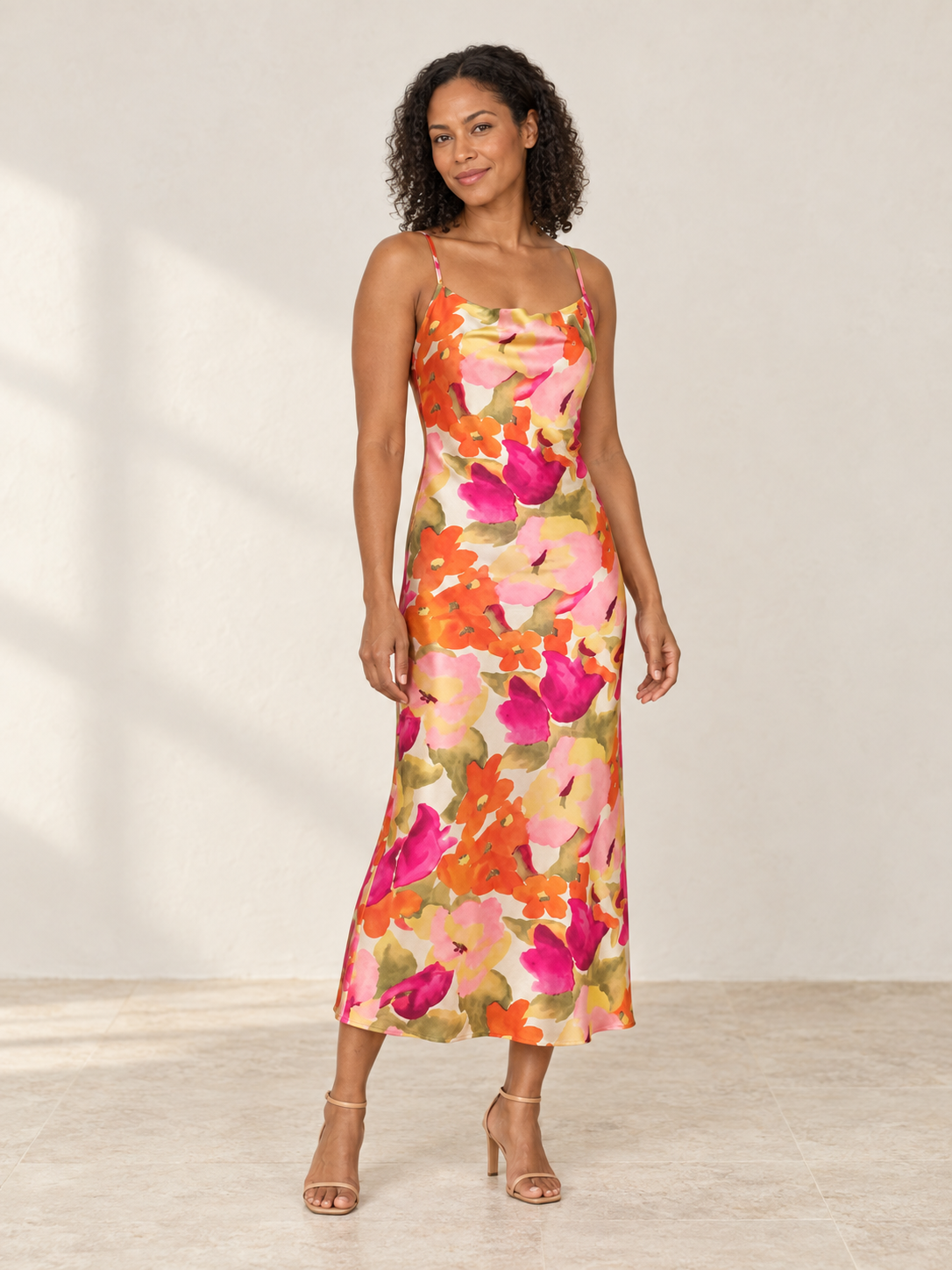 Summer Bloom Satin Midi-Dress – product cover