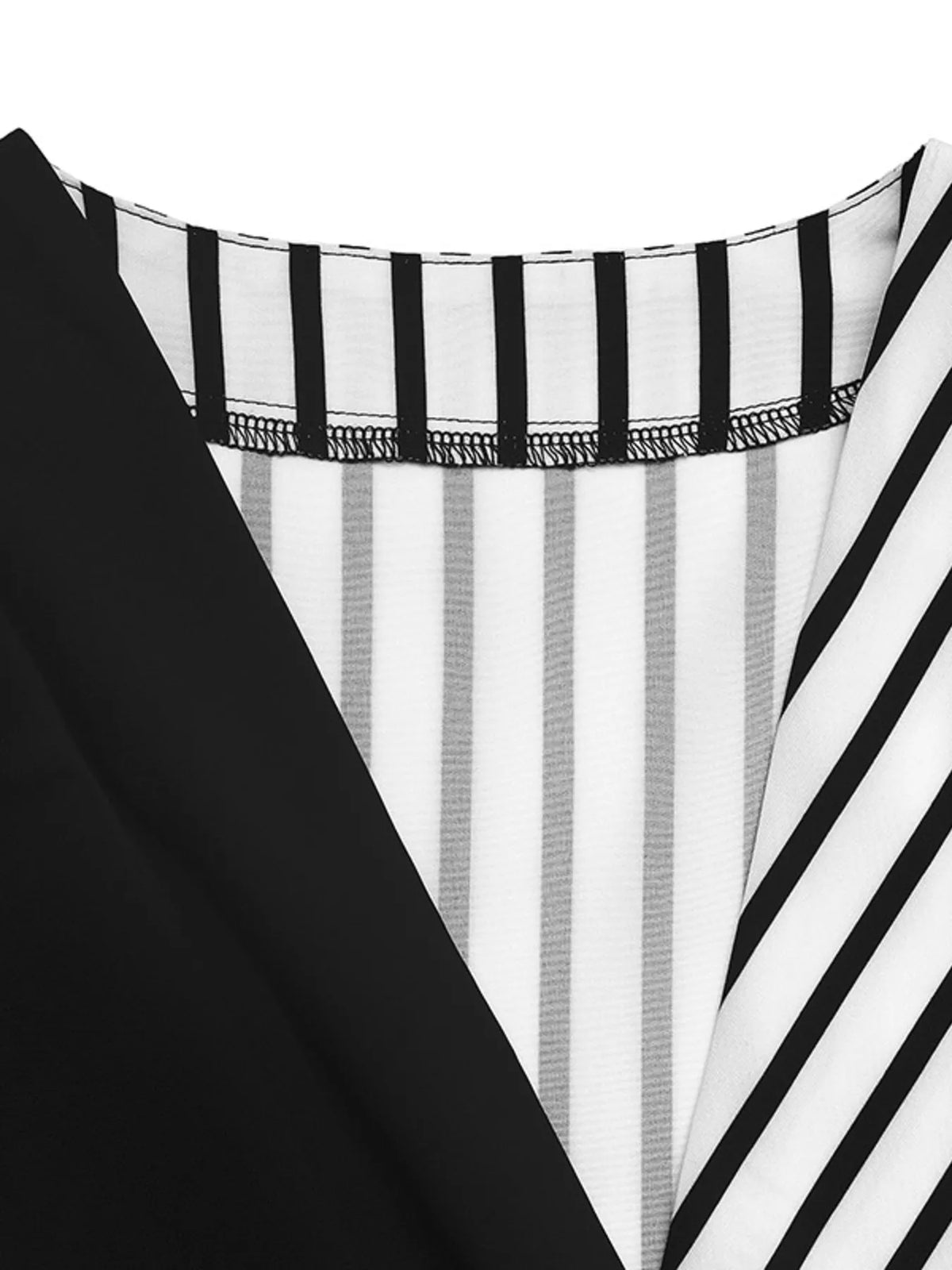 Striped crossover tie-waist blouse