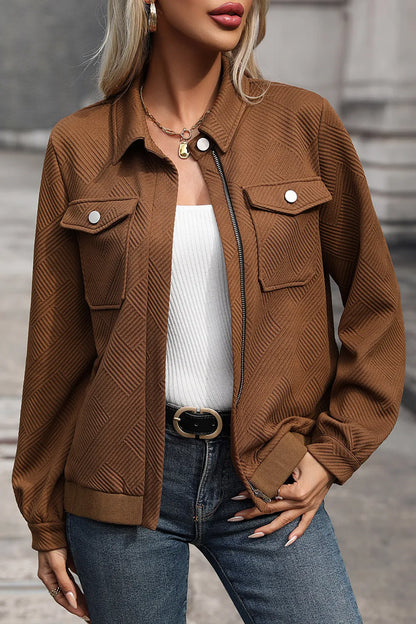 Textured zip-front pocket jacket