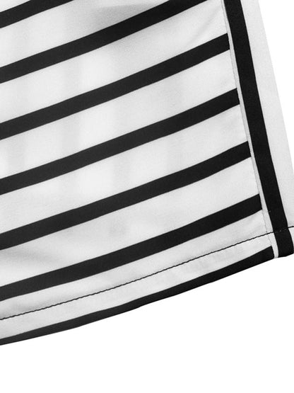 Striped crossover tie-waist blouse