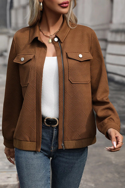 Textured zip-front pocket jacket
