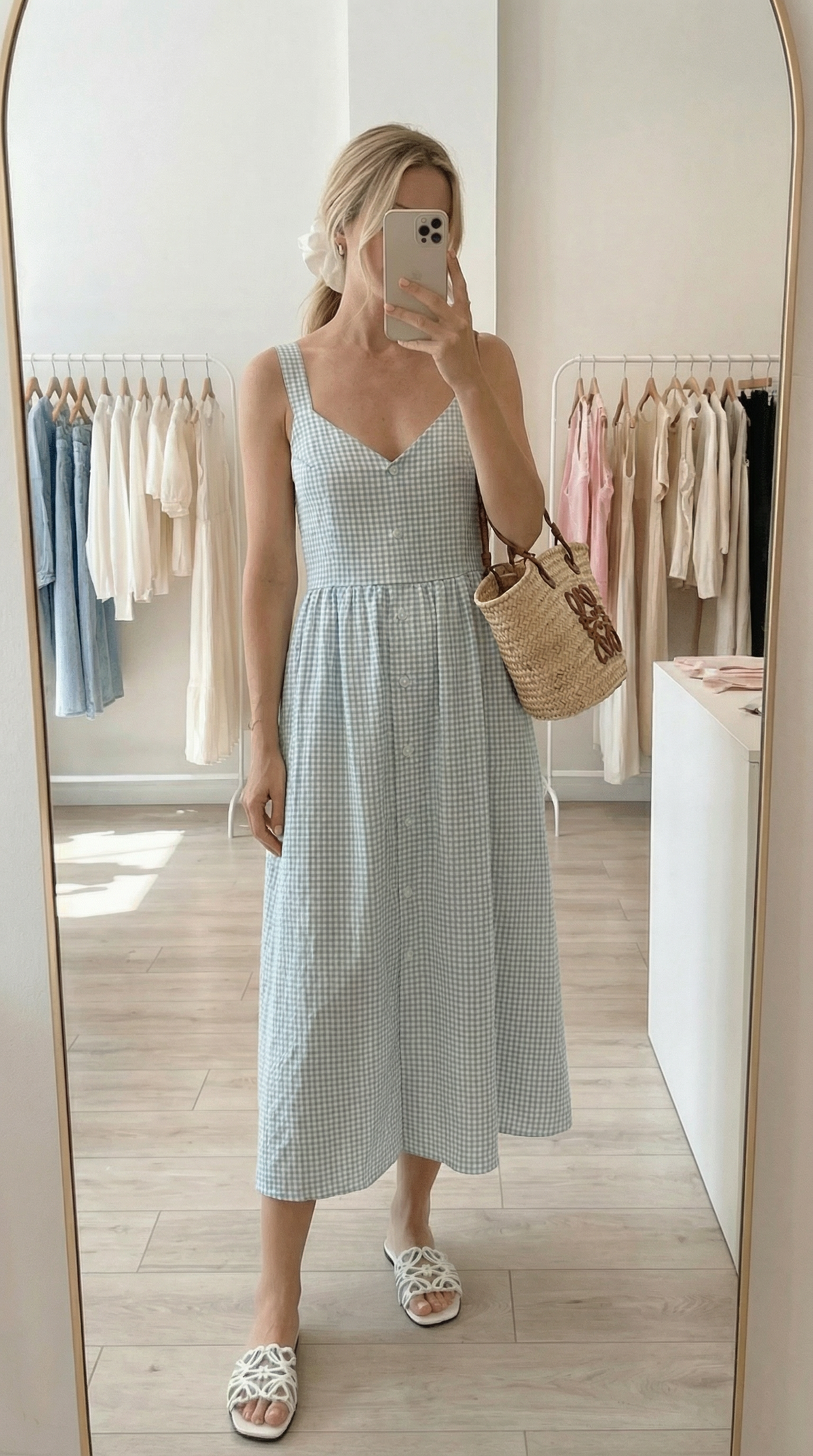 Estelle Blue Gingham Dress