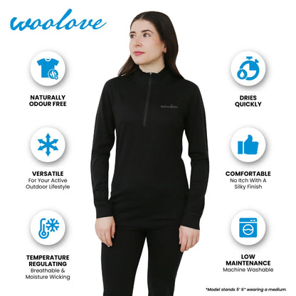 Women's Merino Wool 1/4 Zip Pullover — Midweight